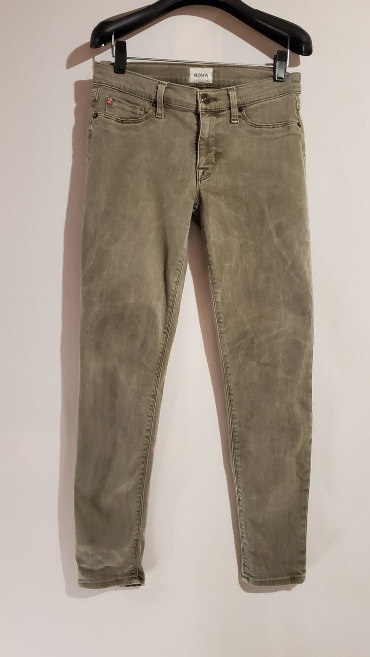 Hudson Krista Super Skinny Olive Army Green Womens Size 27 Antique Wash Mid Rise
